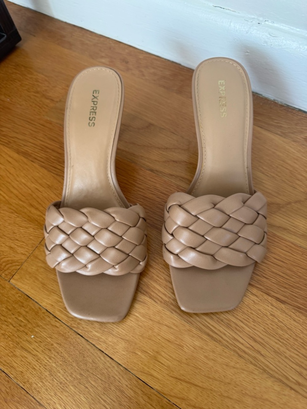 Express Braided Slide Mules in Beige